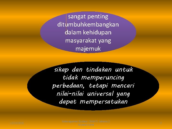 sangat penting ditumbuhkembangkan dalam kehidupan masyarakat yang majemuk sikap dan tindakan untuk tidak memperuncing