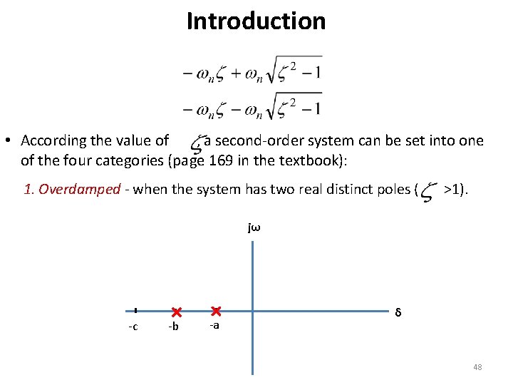 Introduction • According the value of , a second-order system can be set into