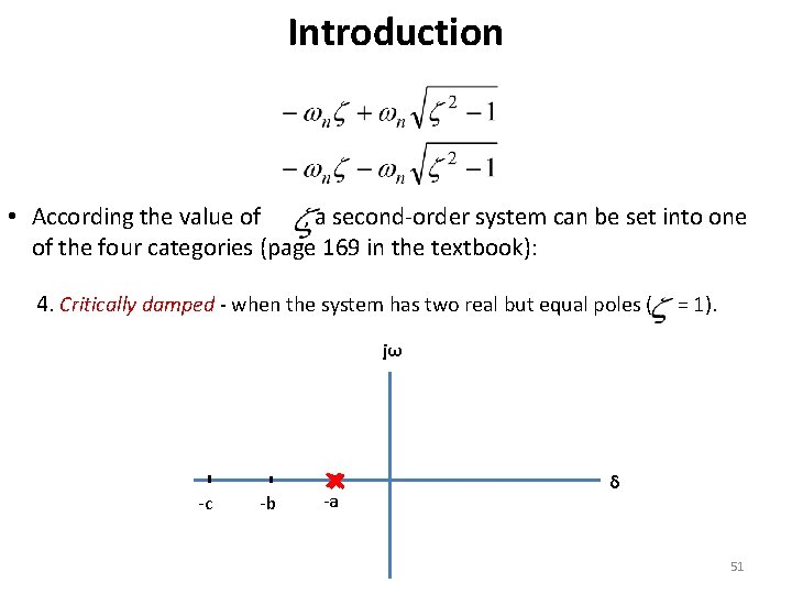 Introduction • According the value of , a second-order system can be set into