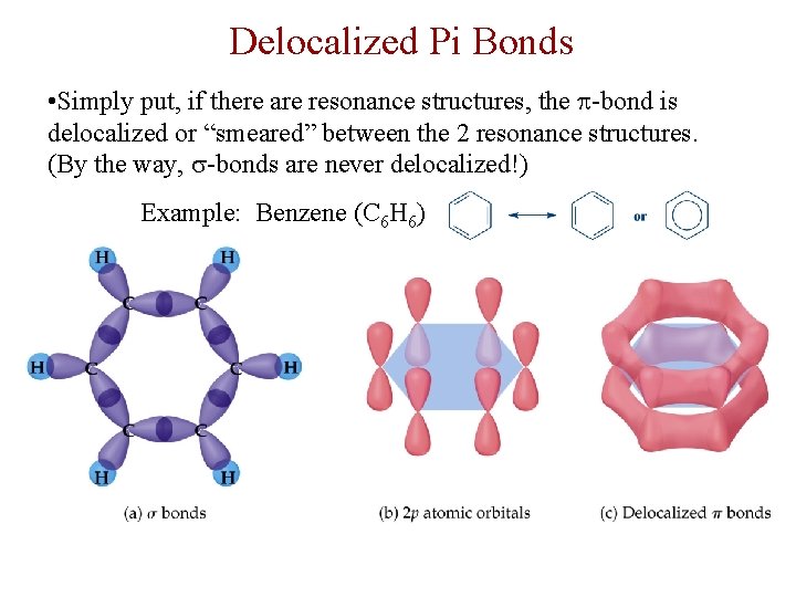 Delocalized Pi Bonds • Simply put, if there are resonance structures, the -bond is