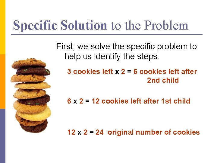 Specific Solution to the Problem First, we solve the specific problem to help us