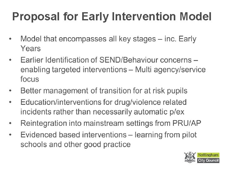 Proposal for Early Intervention Model 