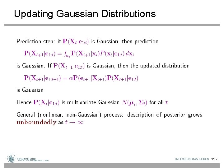 Updating Gaussian Distributions 112 