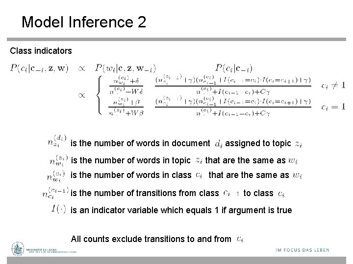 Model Inference 2 Class indicators is the number of words in document is the