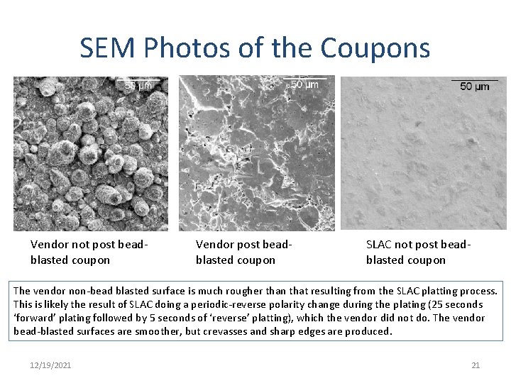 SEM Photos of the Coupons Vendor not post beadblasted coupon Vendor post beadblasted coupon