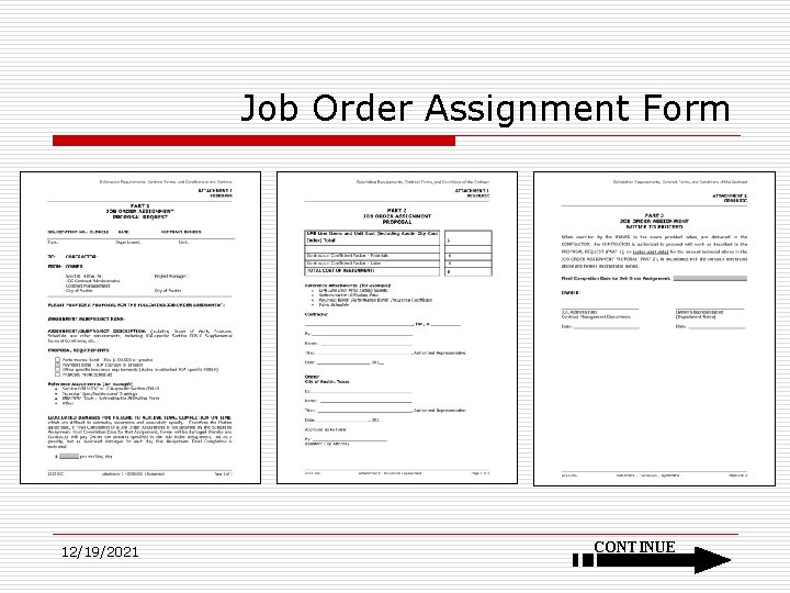 Job Order Assignment Form 12/19/2021 CONTINUE 