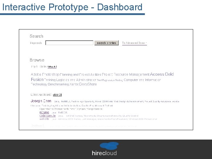 Interactive Prototype - Dashboard 