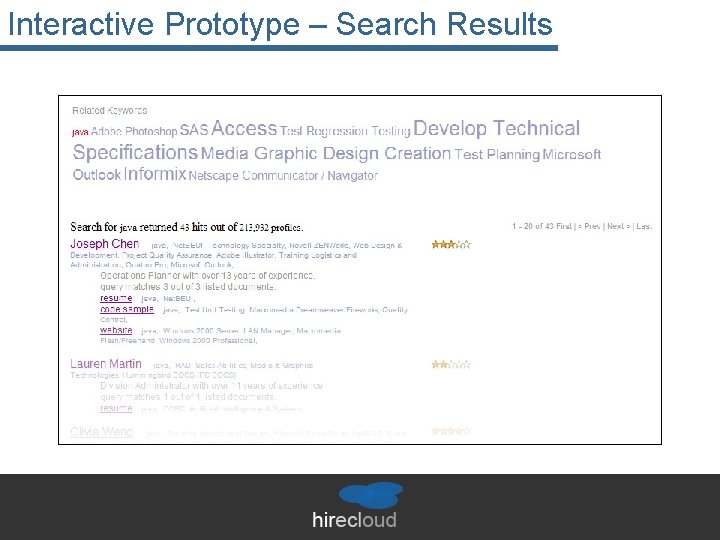 Interactive Prototype – Search Results 