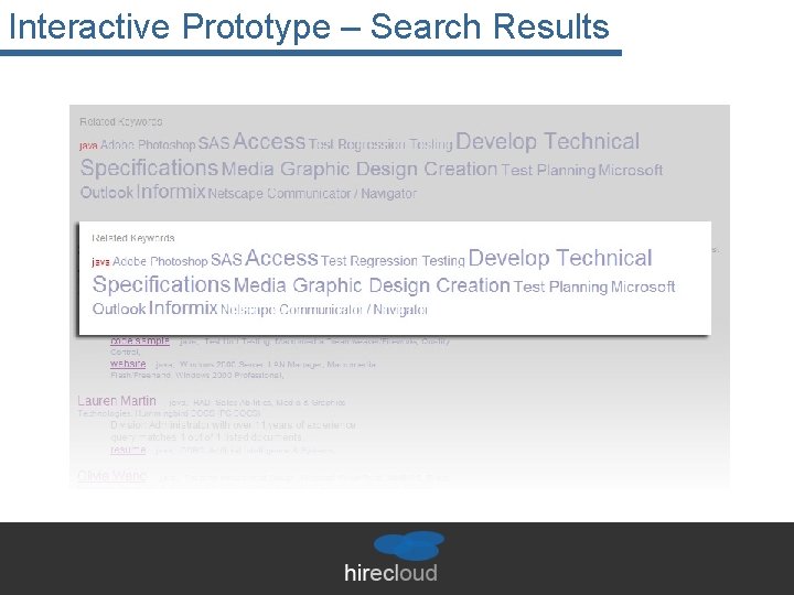 Interactive Prototype – Search Results 