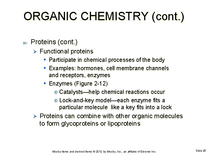 ORGANIC CHEMISTRY (cont. ) Proteins (cont. ) Ø Functional proteins • Participate in chemical