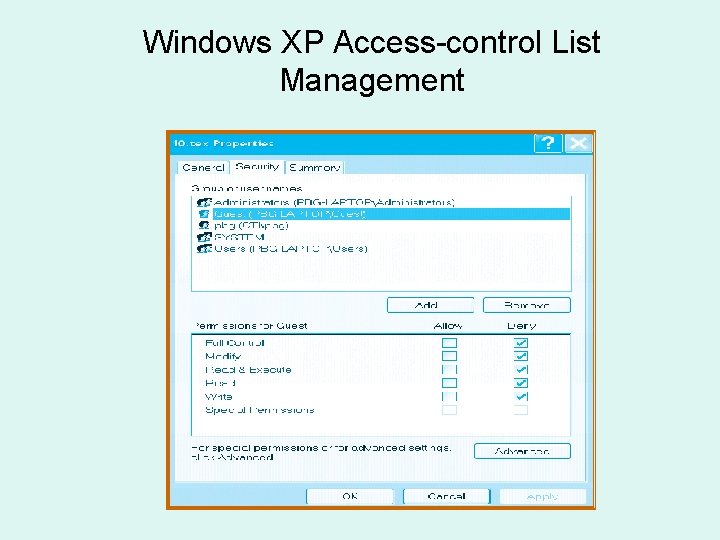 Windows XP Access-control List Management 