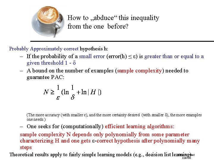 How to „abduce“ this inequality from the one before? Probably Approximately correct hypothesis h: