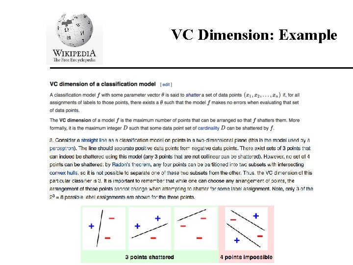 VC Dimension: Example Carla P. Gomes CS 4700 