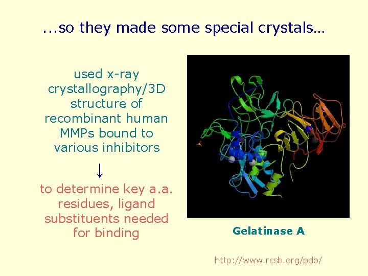 . . . so they made some special crystals… used x-ray crystallography/3 D structure