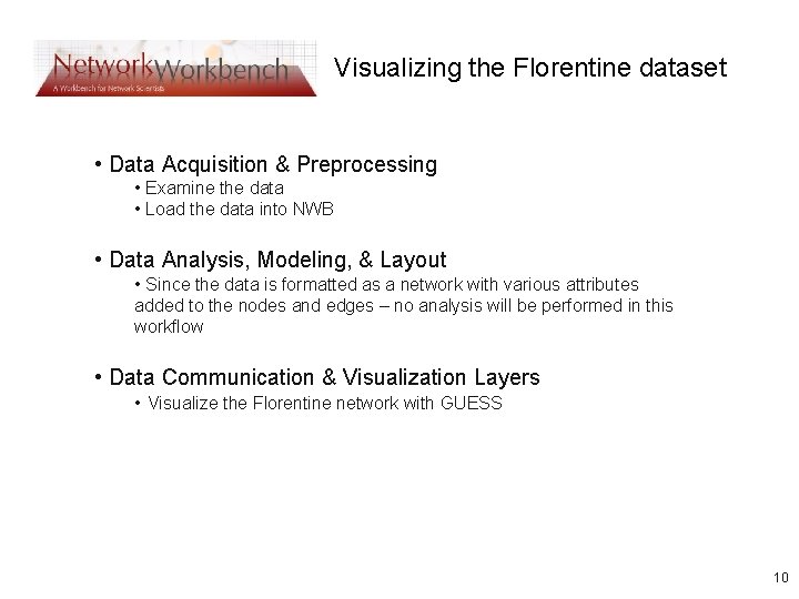 Visualizing the Florentine dataset • Data Acquisition & Preprocessing • Examine the data •