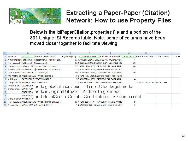 Extracting a Paper-Paper (Citation) Network: How to use Property Files Below is the isi.