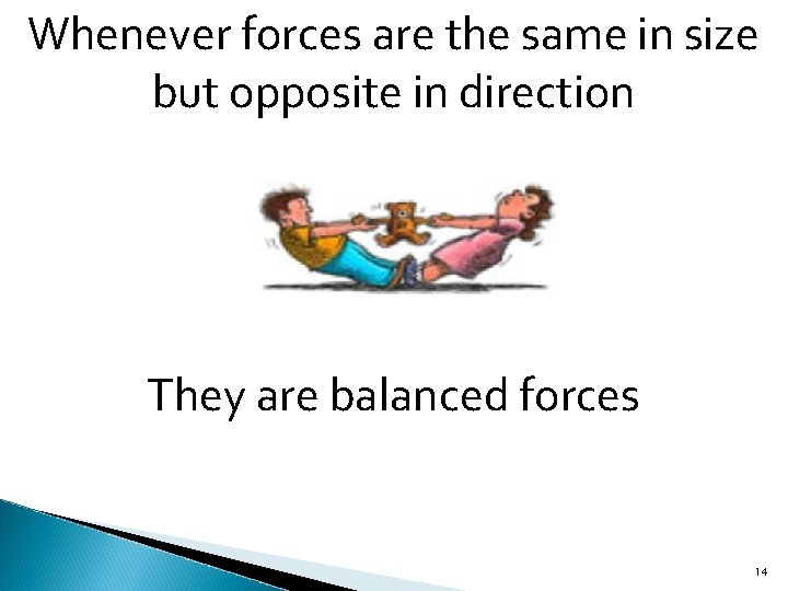 Whenever forces are the same in size but opposite in direction They are balanced