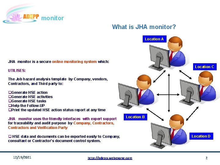 monitor What is JHA monitor? Location A JHA monitor is a secure online monitoring