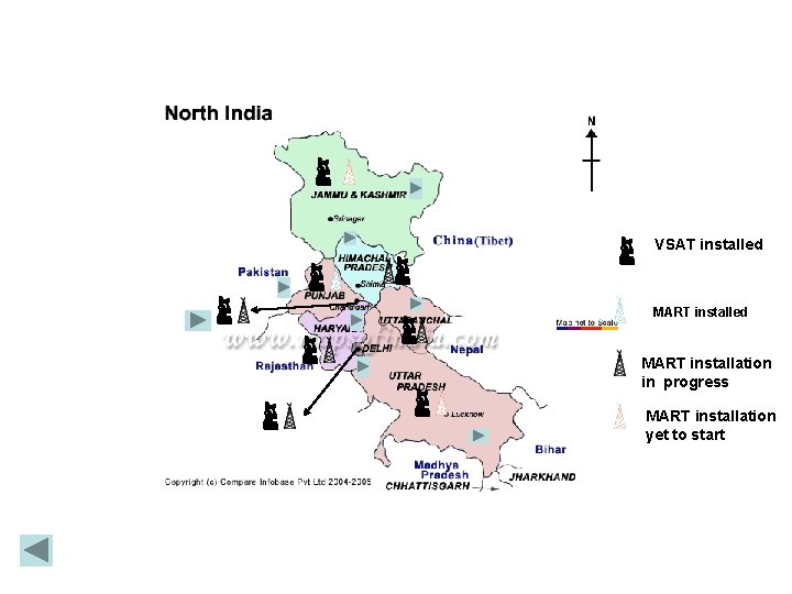VSAT installed MART installation in progress MART installation yet to start 