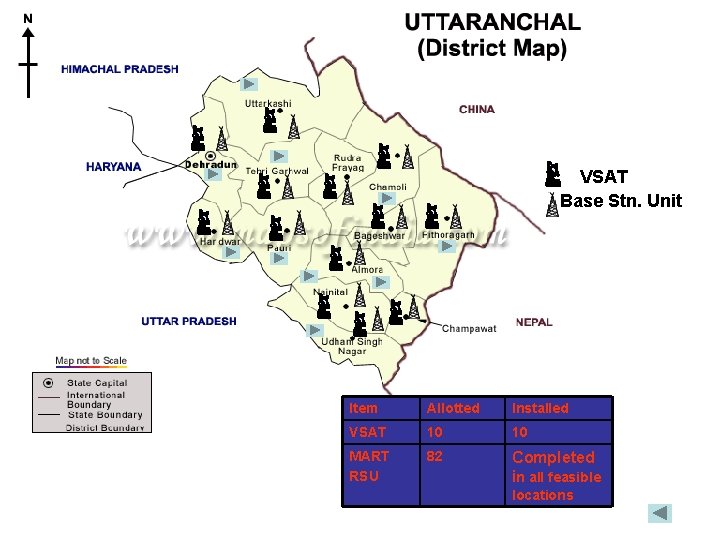 VSAT Base Stn. Unit Item Allotted Installed VSAT 10 10 MART RSU 82 Completed