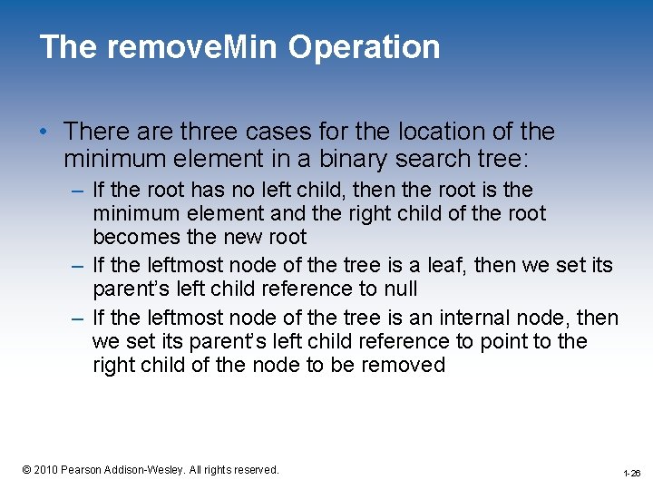 The remove. Min Operation • There are three cases for the location of the