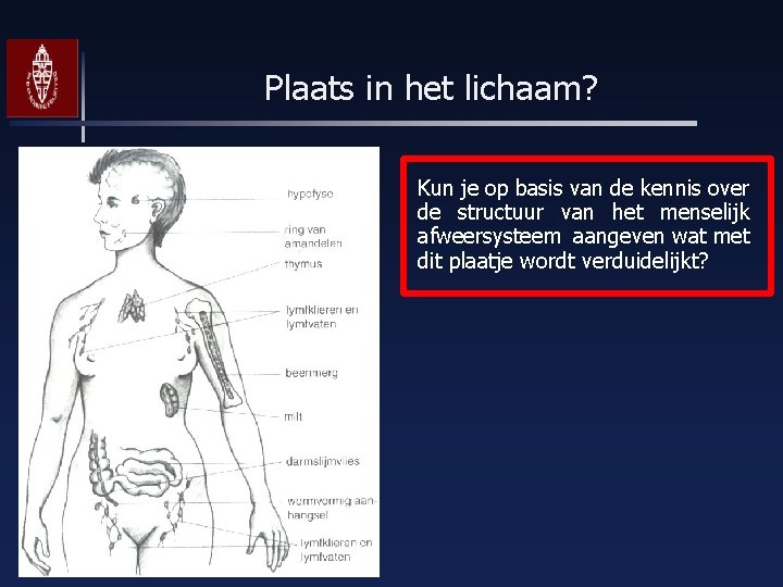 Plaats in het lichaam? Kun je op basis van de kennis over de structuur