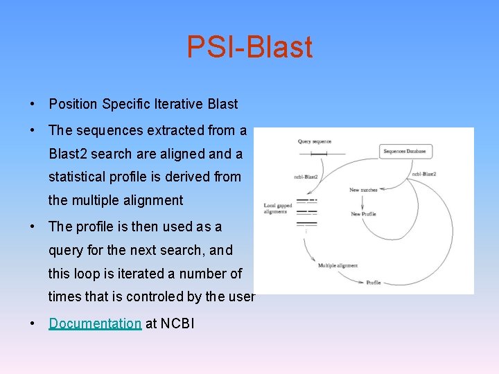 PSI-Blast • Position Specific Iterative Blast • The sequences extracted from a Blast 2