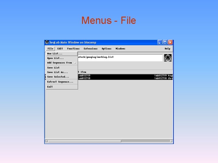 Menus - File 