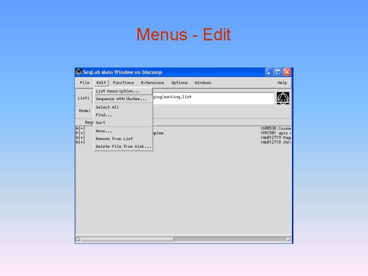 Menus - Edit 