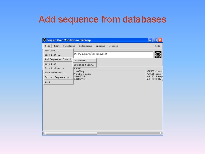 Add sequence from databases 