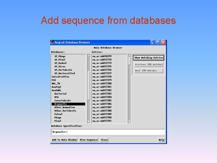 Add sequence from databases 