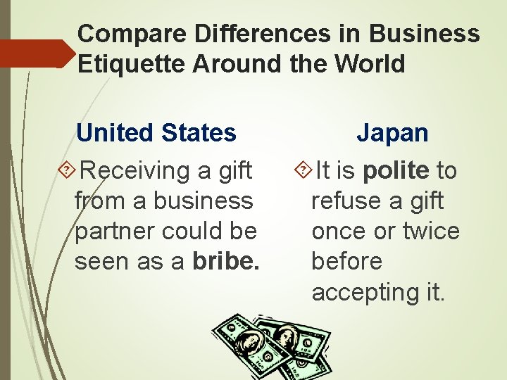 Compare Differences in Business Etiquette Around the World United States Receiving a gift from