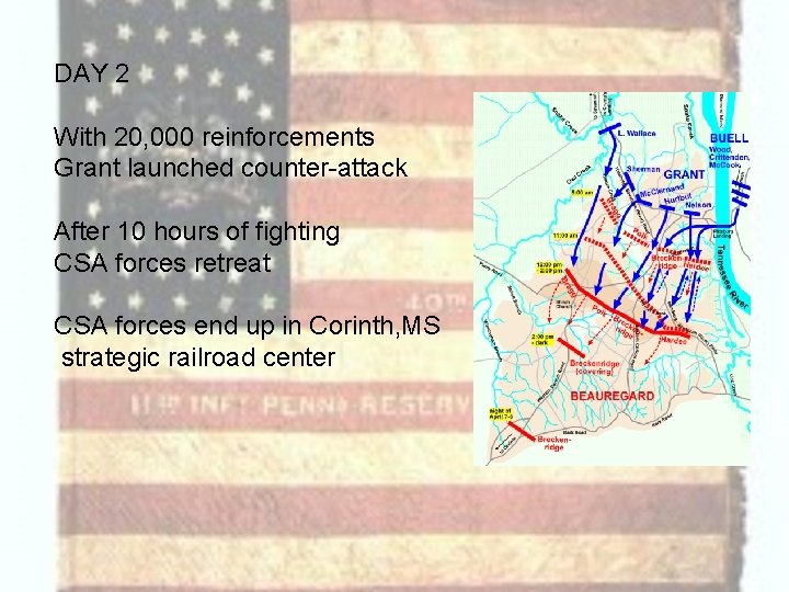 DAY 2 With 20, 000 reinforcements Grant launched counter-attack After 10 hours of fighting