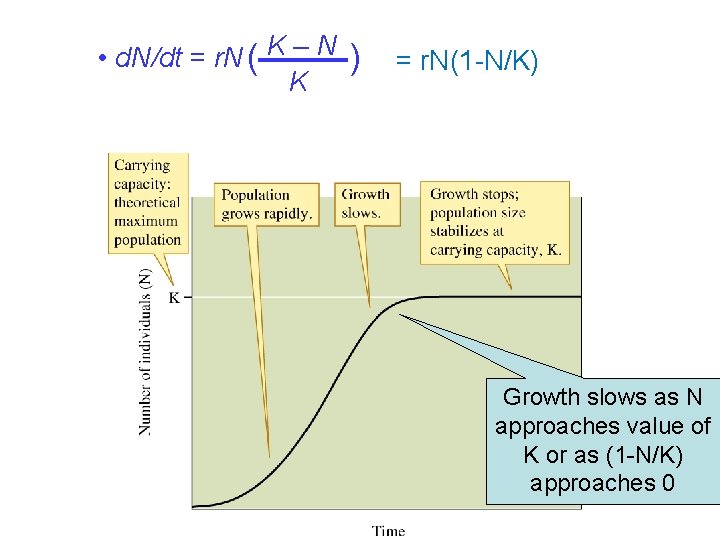  • d. N/dt = r. N ( K – N K ) =