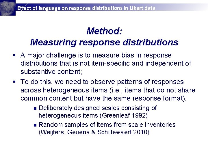 Effect of language on response distributions in Likert data Method: Measuring response distributions §