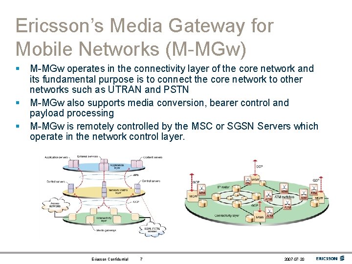 Ericsson’s Media Gateway for Mobile Networks (M-MGw) § § § M-MGw operates in the