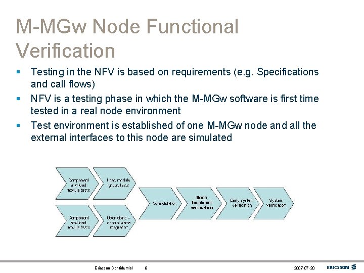 M-MGw Node Functional Verification § § § Testing in the NFV is based on