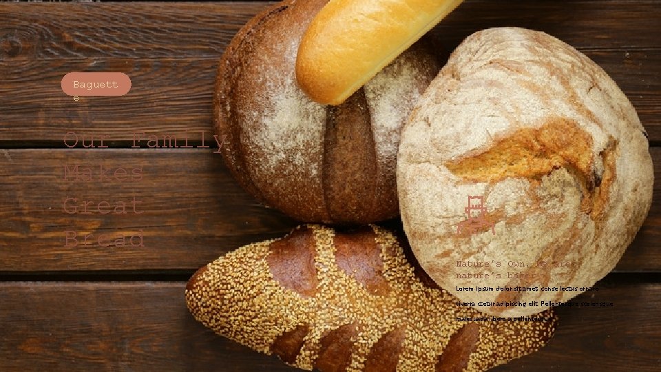 Baguett e Our Family Makes Great Bread Nature’s Own. We are nature’s baker Lorem