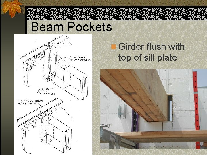 Beam Pockets n Girder flush with top of sill plate 
