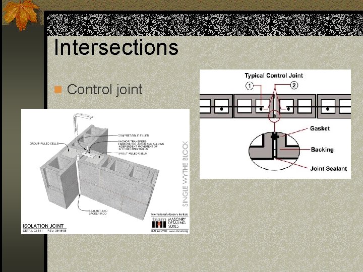 Intersections n Control joint 