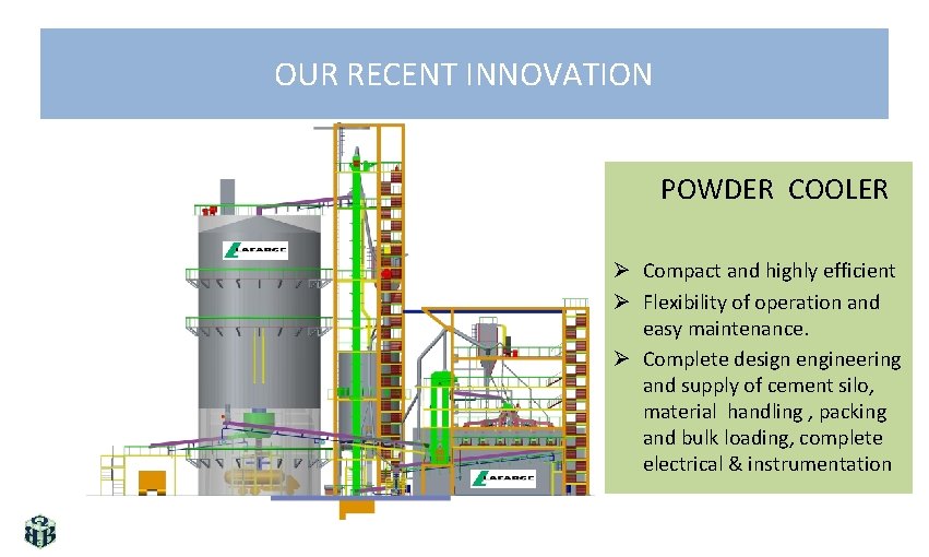 OUR RECENT INNOVATION POWDER COOLER Ø Compact and highly efficient Ø Flexibility of operation