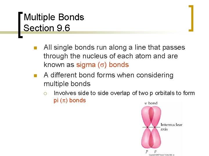 Multiple Bonds Section 9. 6 n n All single bonds run along a line