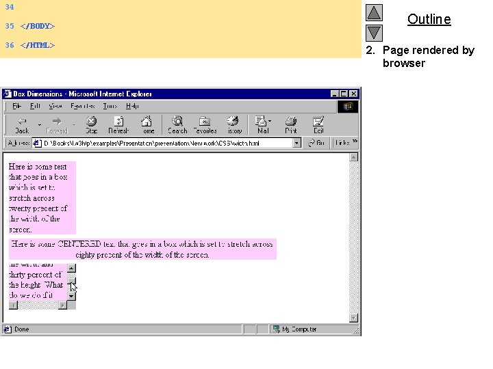 34 35 </BODY> 36 </HTML> Outline 2. Page rendered by browser 