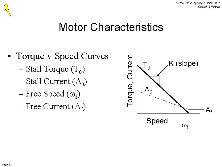 FIRST Drive Systems 4/21/2005 Copioli & Patton • Torque v Speed Curves – Stall