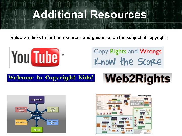 Additional Resources Below are links to further resources and guidance on the subject of