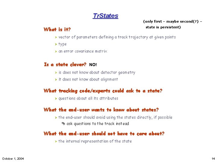 Tr. States What is it? (only first – maybe second(? ) – state is