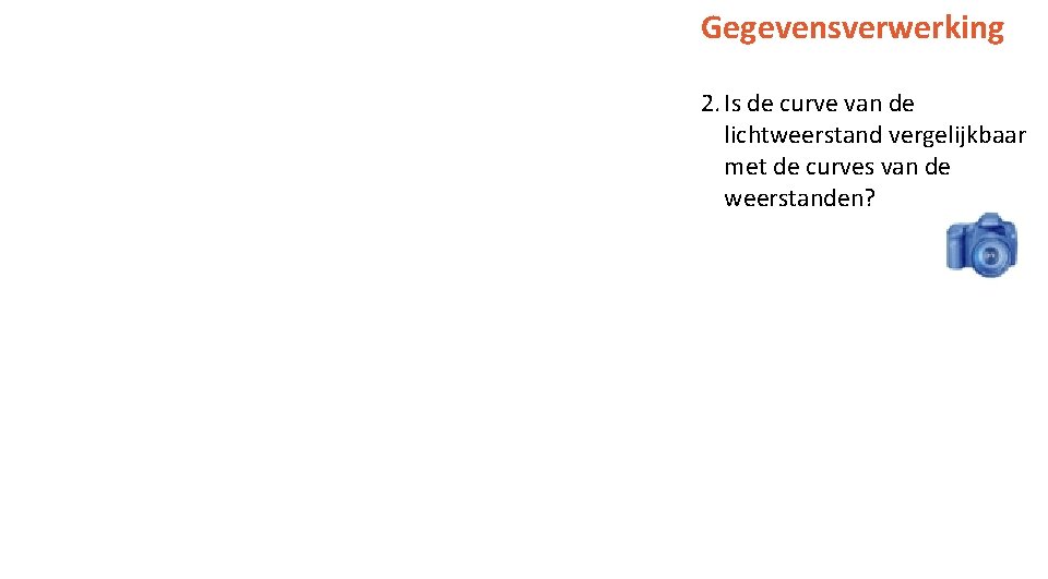 Gegevensverwerking 2. Is de curve van de lichtweerstand vergelijkbaar met de curves van de