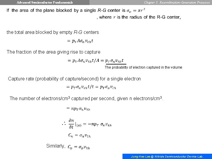 Advanced Semiconductor Fundamentals Chapter 5. Recombination-Generation Processes the total area blocked by empty R-G