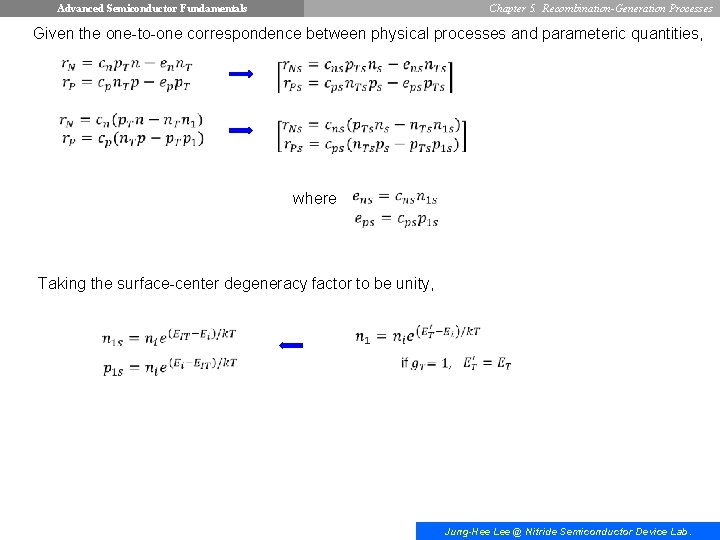Advanced Semiconductor Fundamentals Chapter 5. Recombination-Generation Processes Given the one-to-one correspondence between physical processes