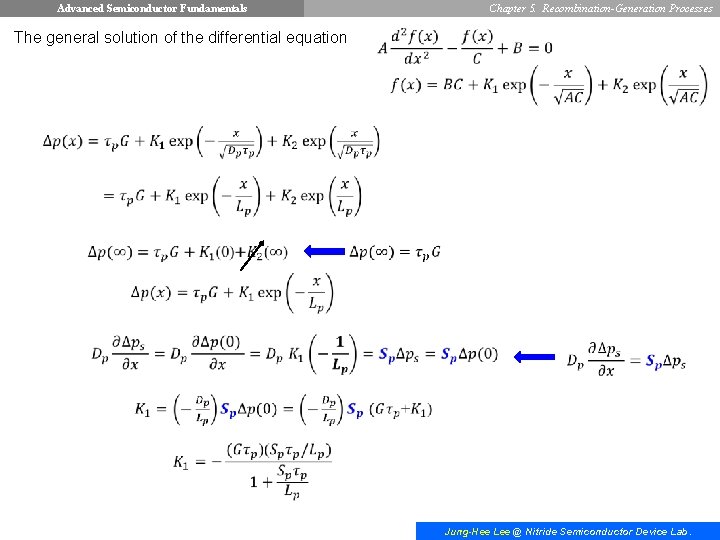 Advanced Semiconductor Fundamentals Chapter 5. Recombination-Generation Processes The general solution of the differential equation